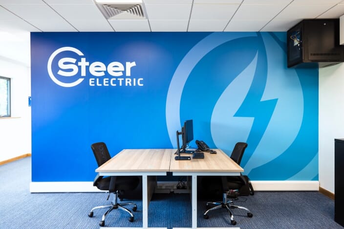 Steer Electric — Branded interior wall graphics